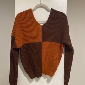 No Boundries cropped color block sweater with wrapped back